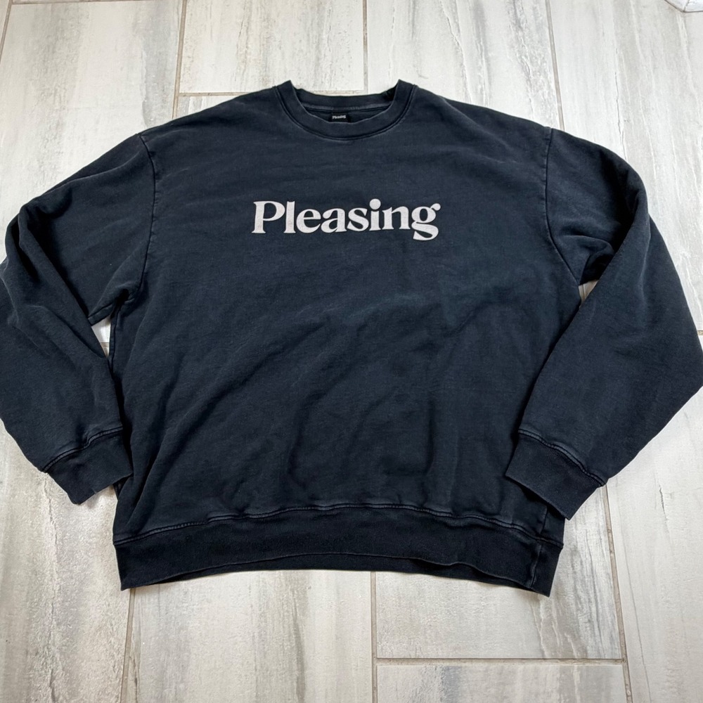 Pleasing Harry Styles Logo Sweatshirt Faded Black Organic Cotton Mens 2XL USA